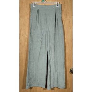 Rachel Paige Wide Leg Pants Sage Green Lagenlook Minimalist Boho Coastal Sz Med